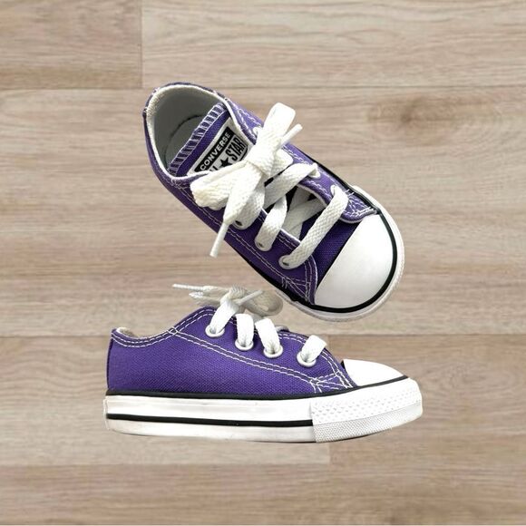 Converse All Star Low Top Purple Infant Sneakers – Size 5 - Picture 1 of 10